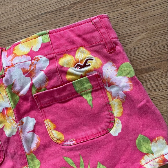 Hollister Floral Low Rise Shorts W23 Size 00 Pink Orange Hawaiian Summer Holiday - Picture 9 of 12